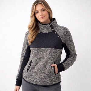 Abercrombie & Fitch Women’s Small Gray Fleece Pullover Quilted Snap Neck Jacket